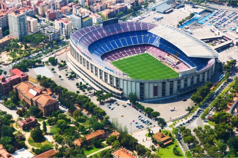 largest stadium barcelona from helicopter catalonia 1